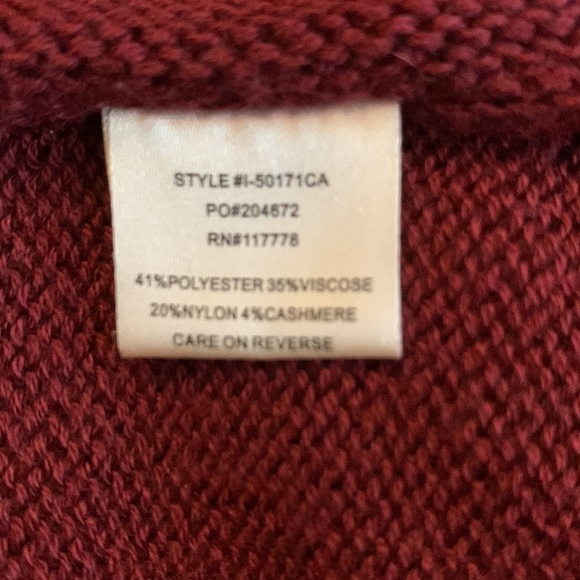 Lovestitch deep red burgundy sweater fringe pockets medium Love Stitch - Picture 9 of 11